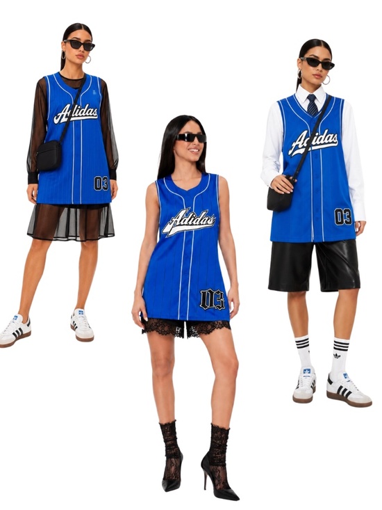 adidas Originals Dresses & Skirts - adidas Originals XL Blue Satin Pinstripe Jersey Dress KC6280 Sporty Glam NWT